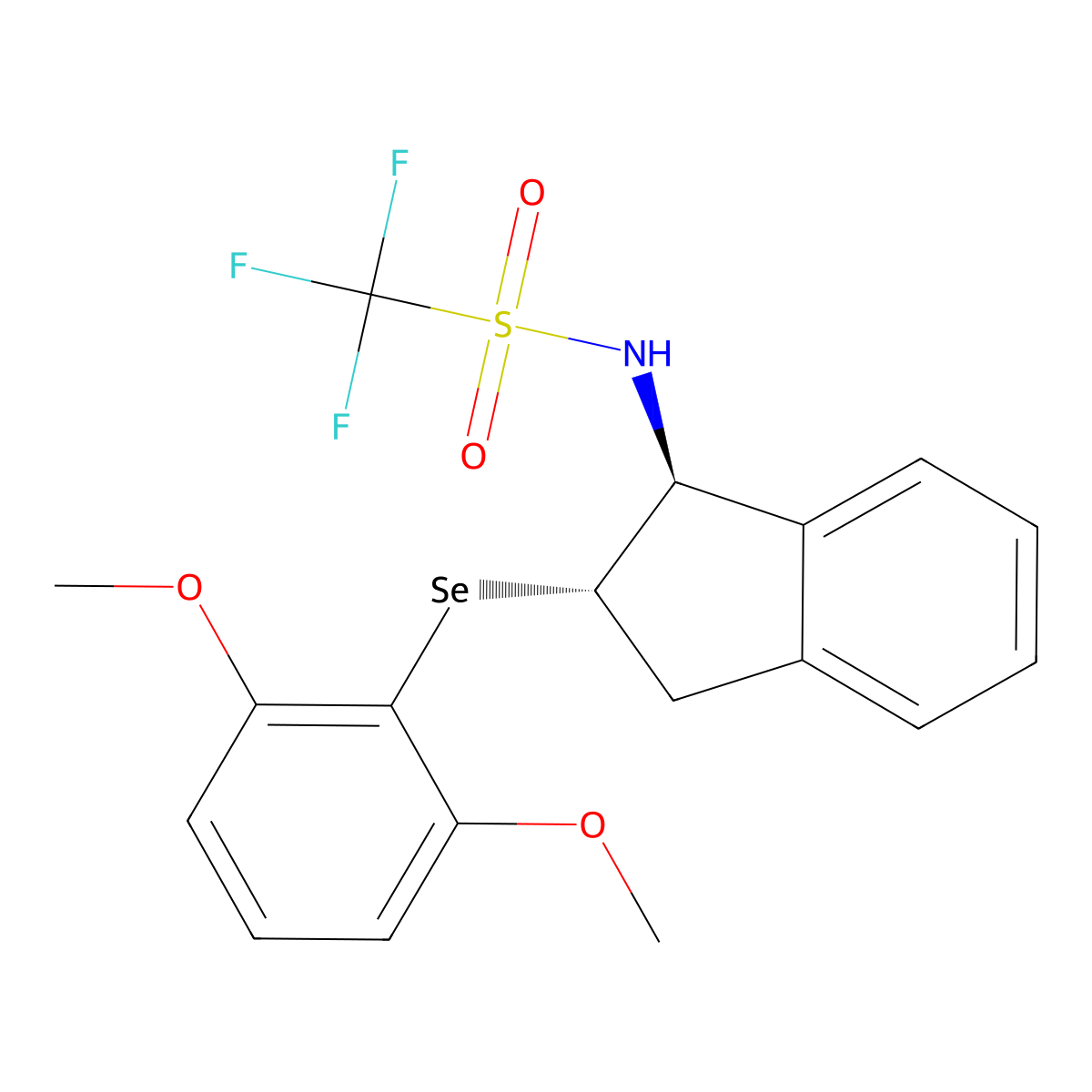 N-((1S,2S)-2-((2,6-Dimethoxyphenyl)selanyl)-2,3-dihydro-1H-inden-1-yl)-1,1,1-trifluoromethanesulfonamide molecular structure, CAS 2088566-79-2