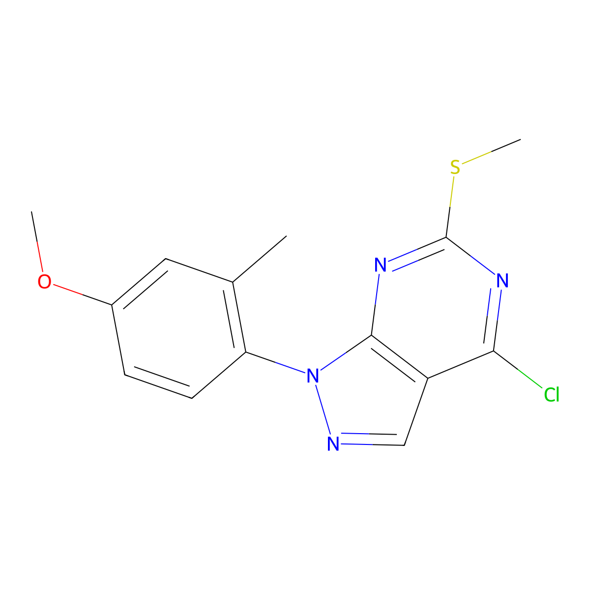 4-Chloro-1-(4-methoxy-2-methylphenyl)-6-(methylthio)-1H-pyrazolo[3,4-d]pyrimidine molecular structure, CAS 2088570-74-3