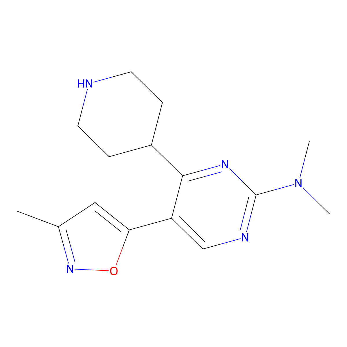 N,N-dimethyl-5-(3-methylisoxazol-5-yl)-4-(4-piperidyl)pyrimidin-2-amine dihydrochloride molecular structure, CAS 2088570-75-4