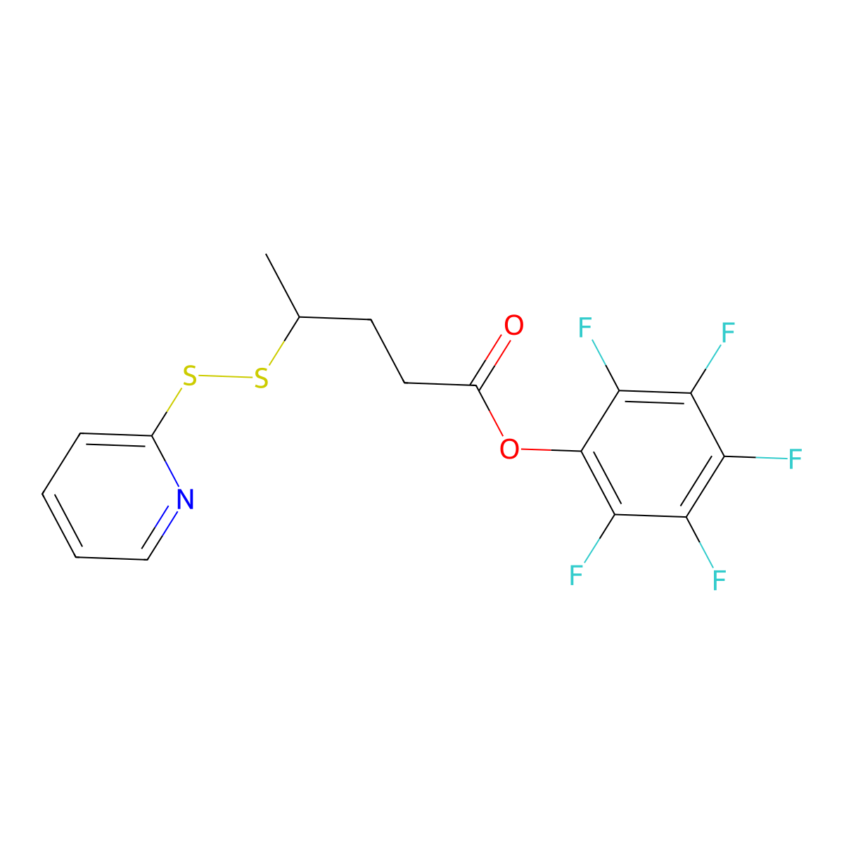 Perfluorophenyl 4-(pyridin-2-yldisulfanyl)pentanoate molecular structure, CAS 2088570-87-8