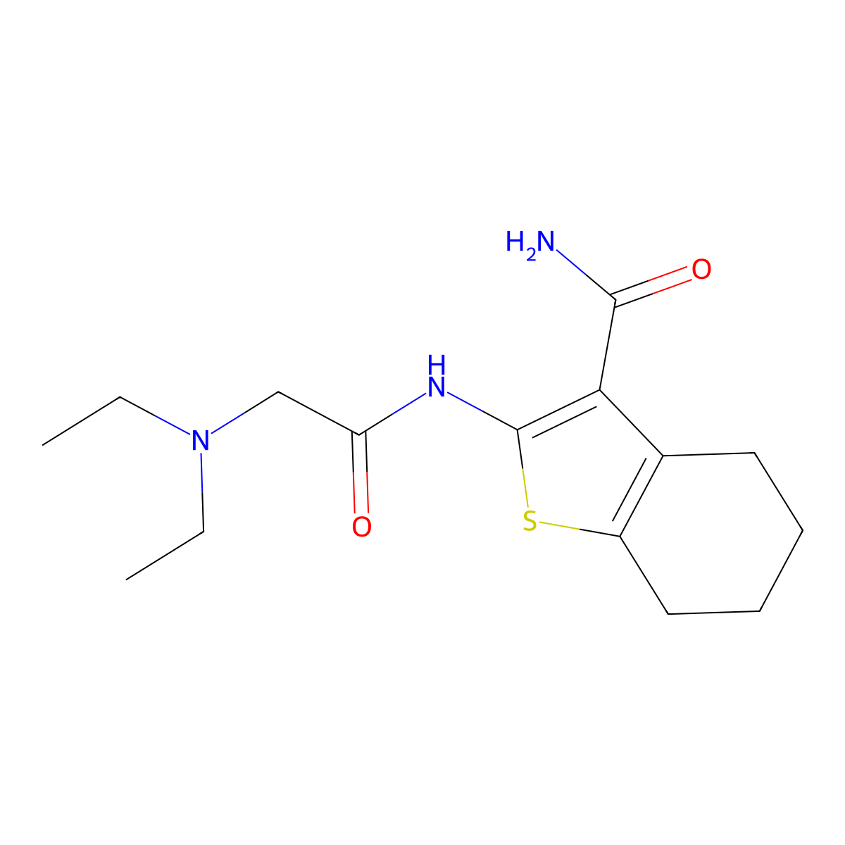 2-[[2-(Diethylamino)acetyl]amino]-4,5,6,7-tetrahydro-1-benzothiophene-3-carboxamide molecular structure, CAS 20886-88-8
