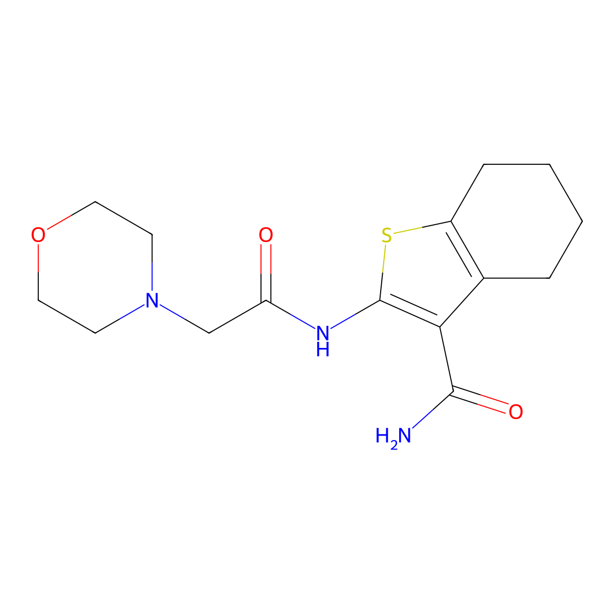 2-[(2-Morpholin-4-ylacetyl)amino]-4,5,6,7-tetrahydro-1-benzothiophene-3-carboxamide molecular structure, CAS 20887-00-7