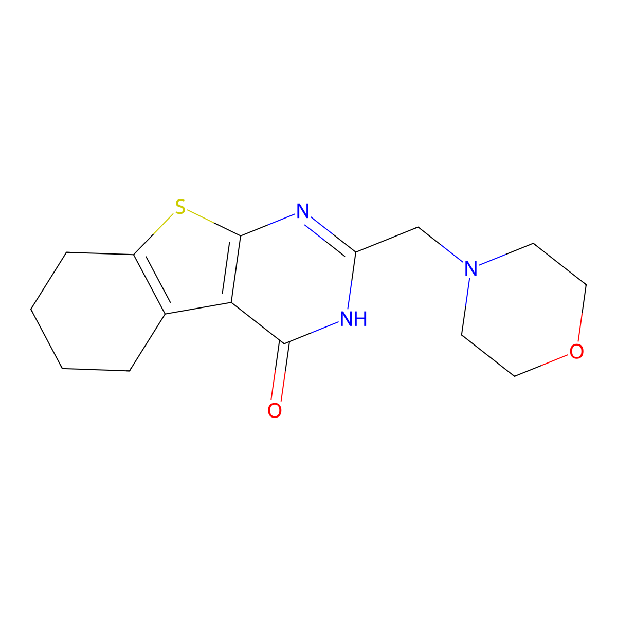 (1)Benzothieno(2,3-d)pyrimidin-4(3H)-one, 5,6,7,8-tetrahydro-2-(4-morpholinylmethyl)- molecular structure, CAS 20887-01-8