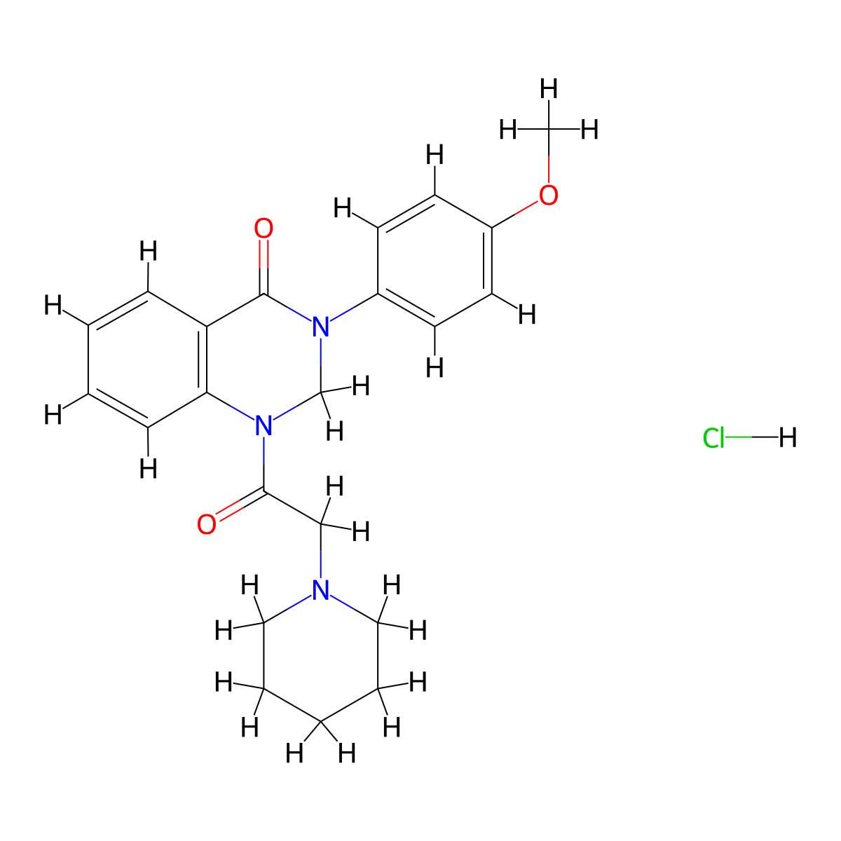4(1H)-Quinazolinone, 2,3-dihydro-3-(p-methoxyphenyl)-1-(piperidinoacetyl)-, hydrochloride molecular structure, CAS 20887-18-7