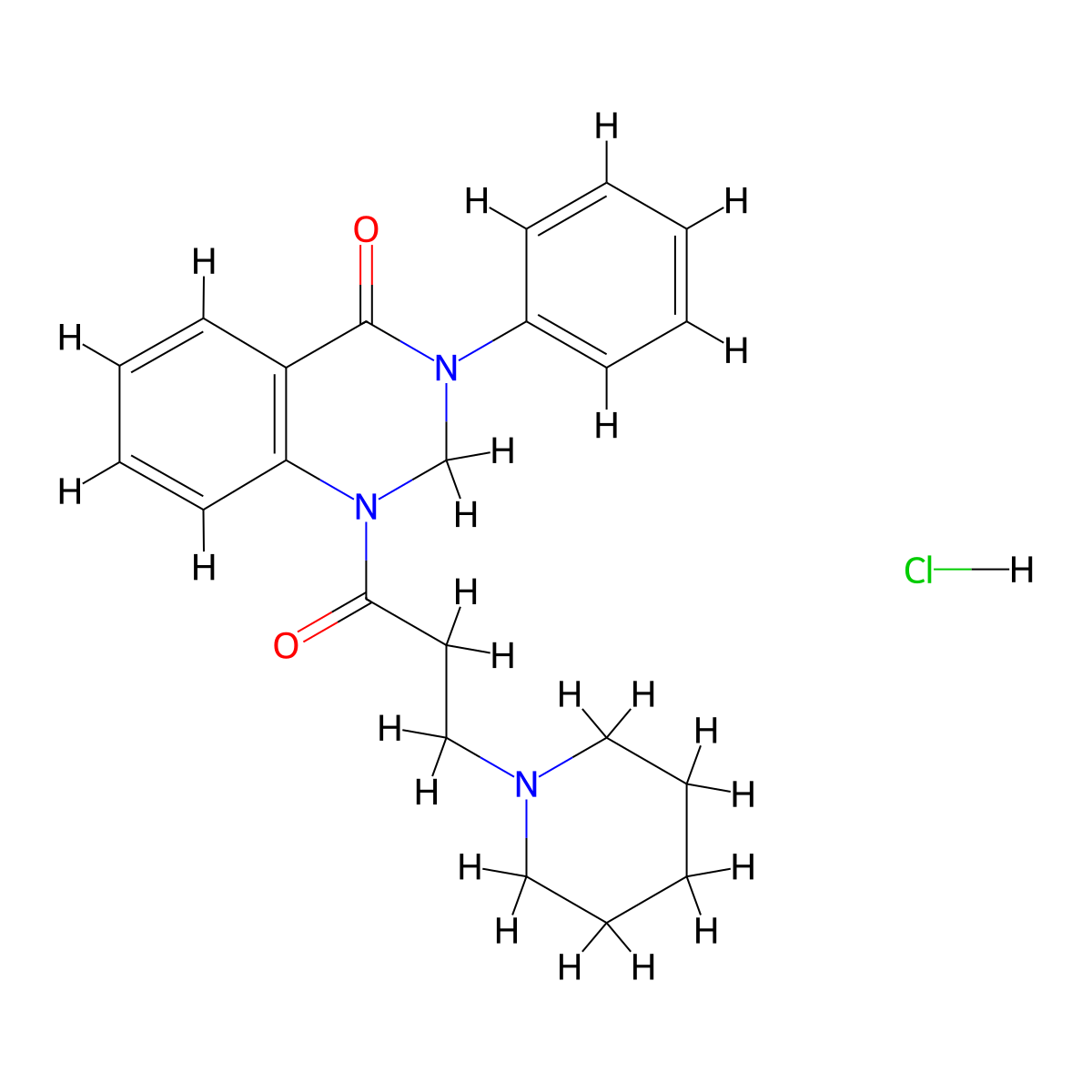 4(1H)-Quinazolinone, 2,3-dihydro-3-phenyl-1-(3-piperidinopropionyl)-, hydrochloride molecular structure, CAS 20887-22-3
