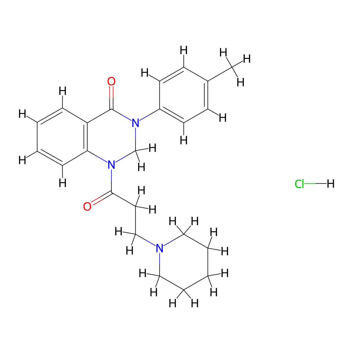 4(1H)-Quinazolinone, 2,3-dihydro-1-(3-piperidinopropionyl)-3-(p-tolyl)-, hydrochloride molecular structure, CAS 20887-24-5