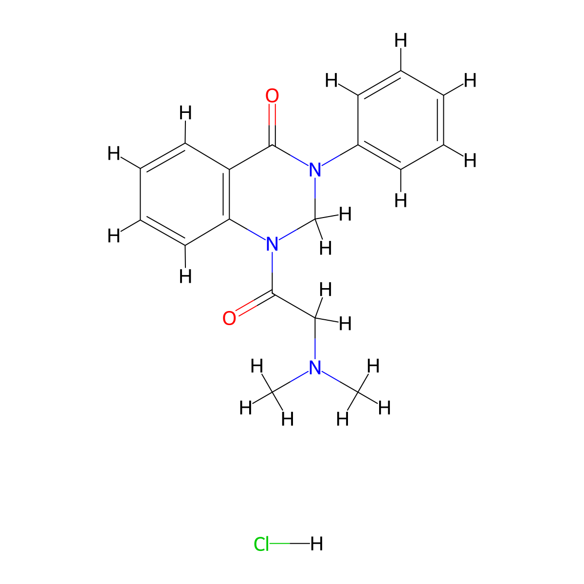 4(1H)-Quinazolinone, 2,3-dihydro-1-(dimethylaminoacetyl)-3-phenyl-, hydrochloride molecular structure, CAS 20887-26-7