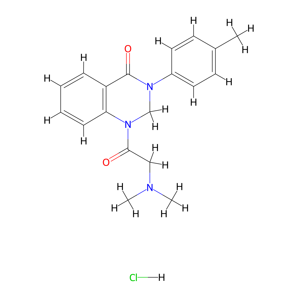 4(1H)-Quinazolinone, 2,3-dihydro-1-(dimethylaminoacetyl)-3-(p-tolyl)-, hydrochloride molecular structure, CAS 20887-28-9