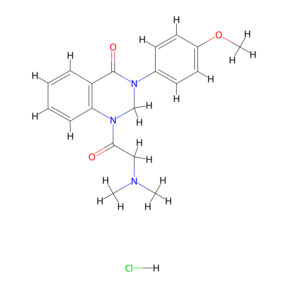 4(1H)-Quinazolinone, 2,3-dihydro-1-(dimethylaminoacetyl)-3-(p-methoxyphenyl)-, hydrochloride molecular structure, CAS 20887-29-0