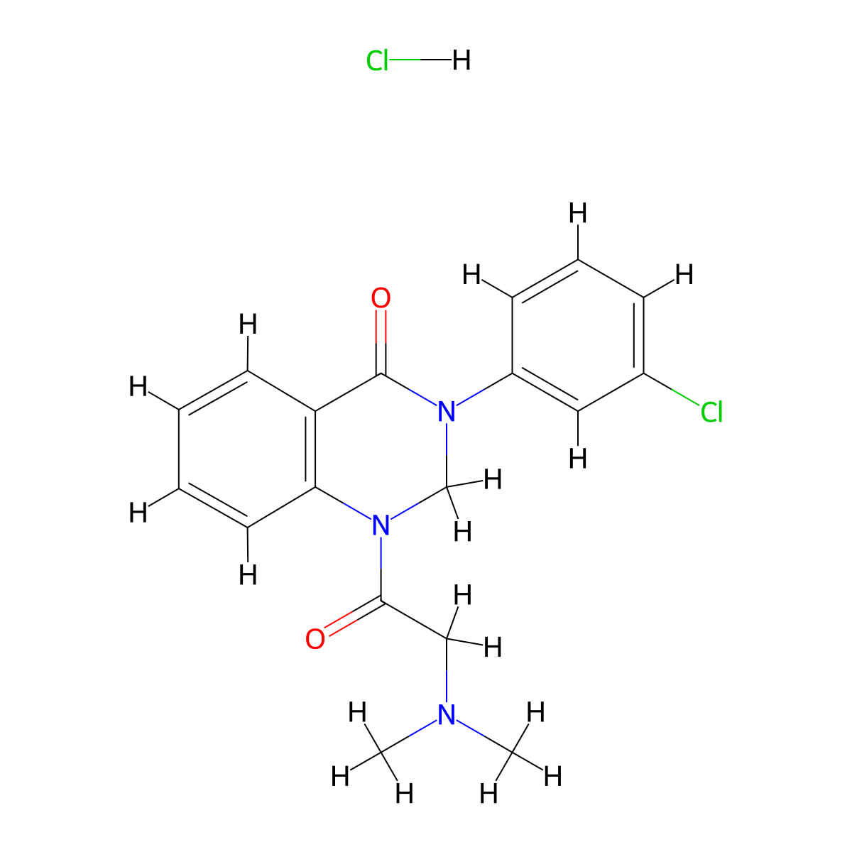4(1H)-Quinazolinone, 2,3-dihydro-3-(m-chlorophenyl)-1-(dimethylaminoacetyl)-, hydrochloride molecular structure, CAS 20887-31-4