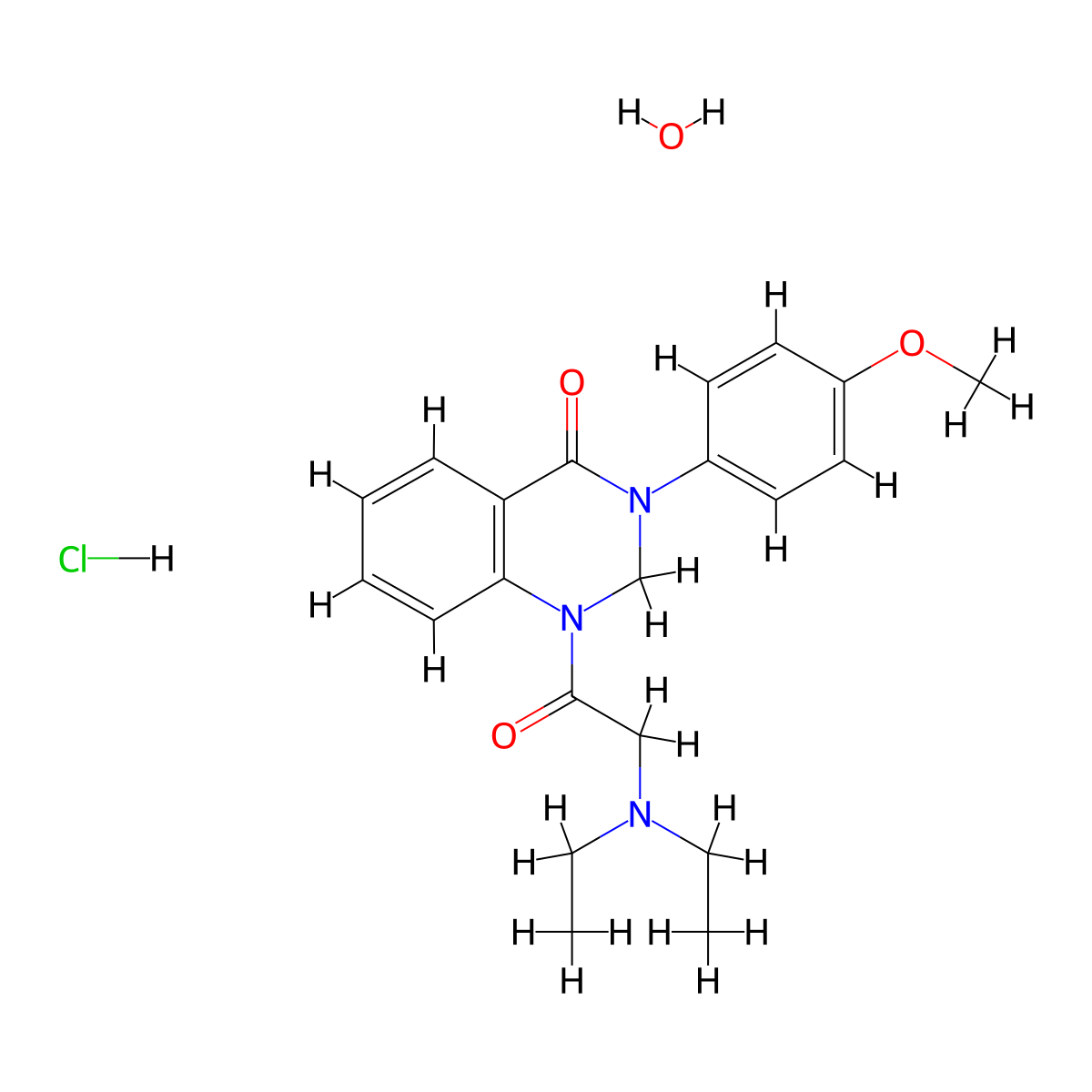 4(1H)-Quinazolinone, 2,3-dihydro-1-(diethylaminoacetyl)-3-(p-methoxyphenyl)-, hydrochloride, hydrate molecular structure, CAS 20887-36-9