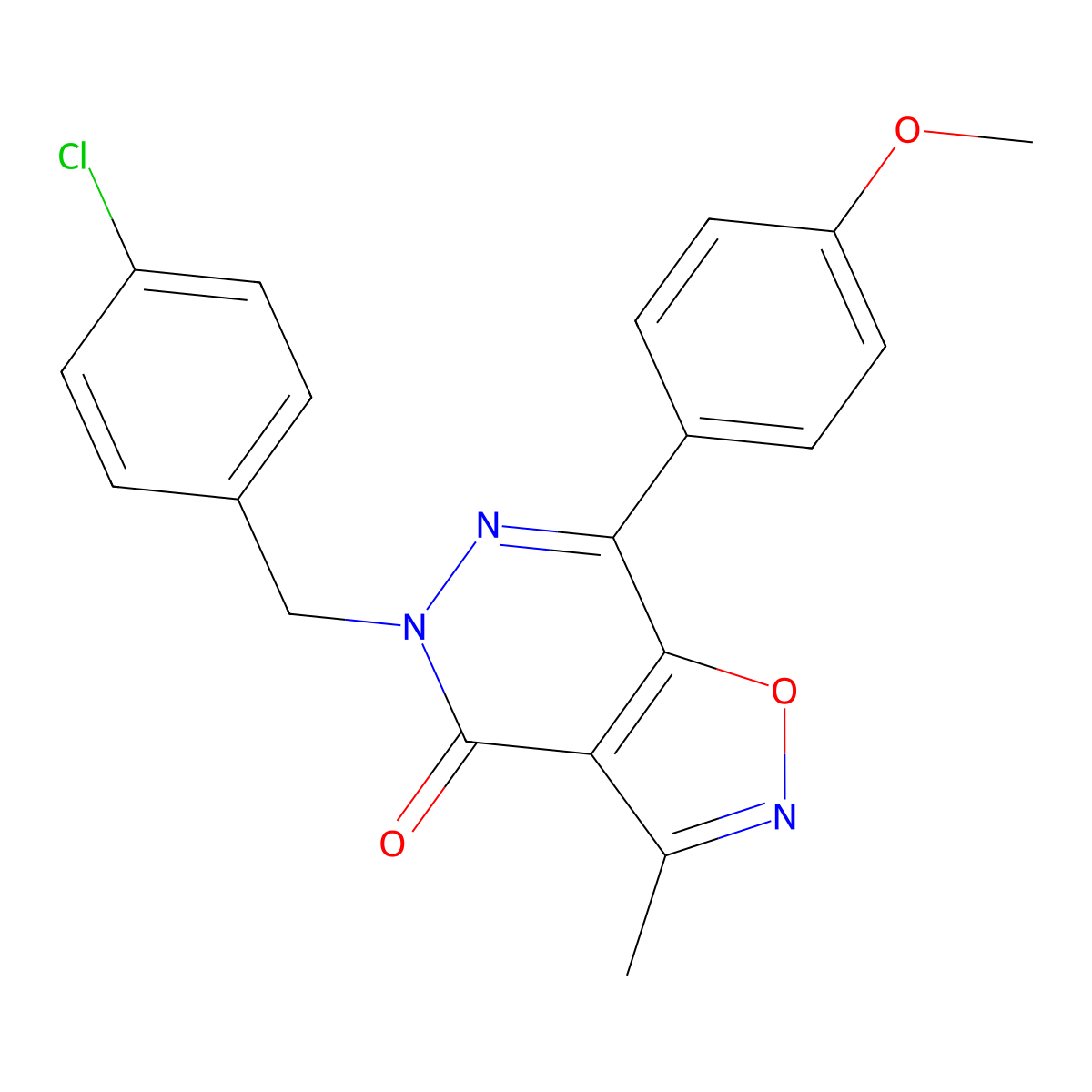 5-(4-Chlorobenzyl)-7-(4-methoxyphenyl)-3-methylisoxazolo[4,5-D]pyridazin-4(5H)-one molecular structure, CAS 2088727-88-0