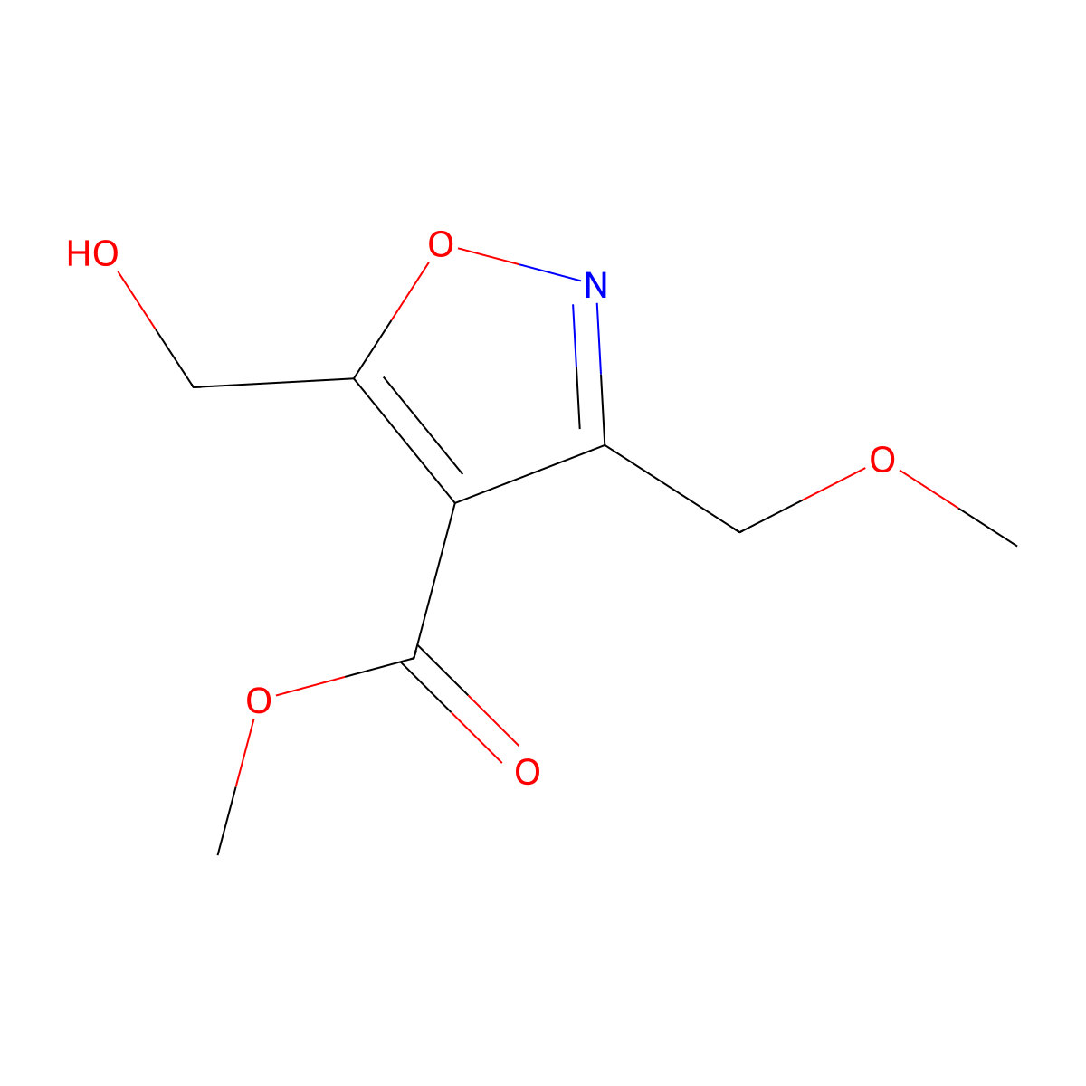 Methyl 5-(hydroxymethyl)-3-(methoxymethyl)isoxazole-4-carboxylate molecular structure, CAS 2088729-31-9