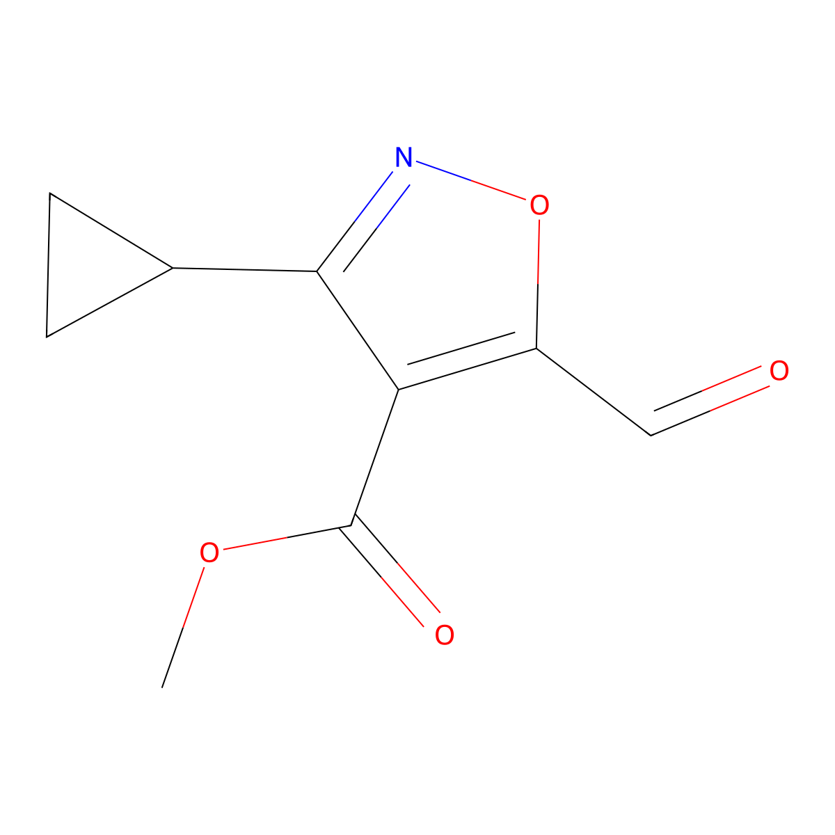 Methyl 3-cyclopropyl-5-formylisoxazole-4-carboxylate molecular structure, CAS 2088729-44-4