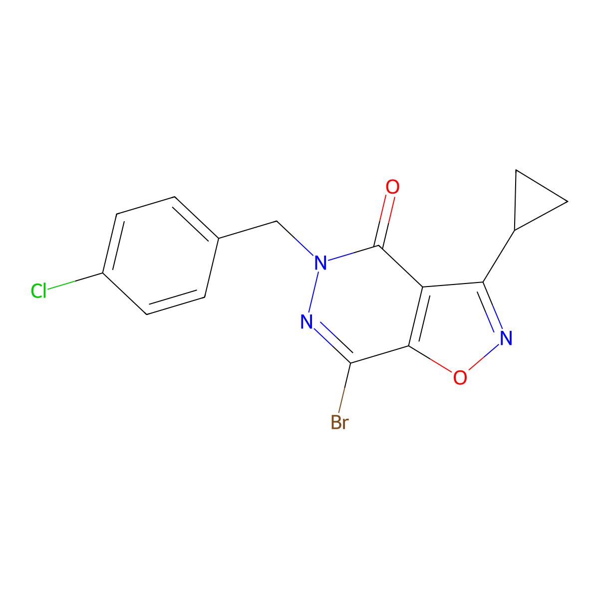 7-Bromo-5-(4-chlorobenzyl)-3-cyclopropylisoxazolo[4,5-D]pyridazin-4(5H)-one molecular structure, CAS 2088729-47-7