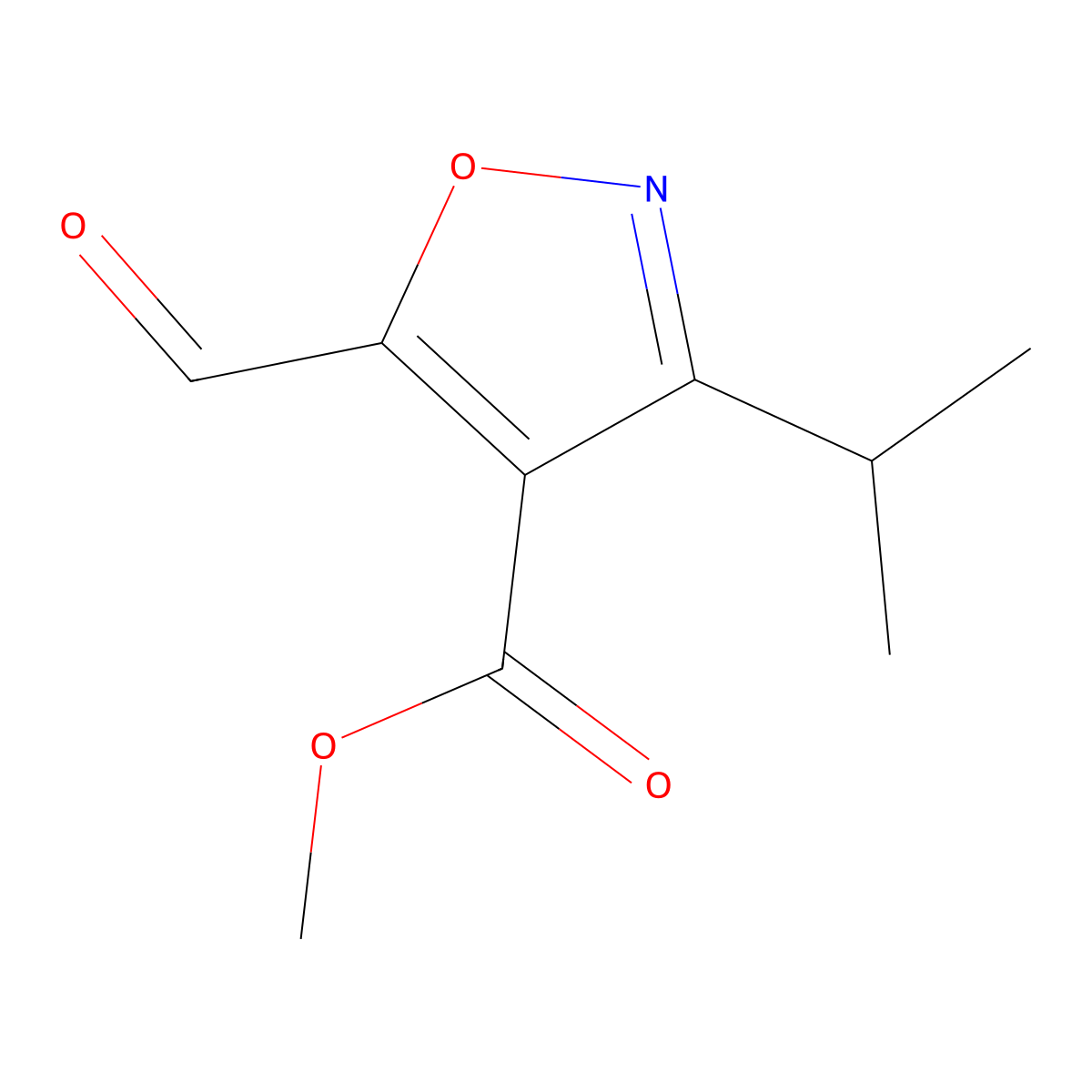Methyl 5-formyl-3-isopropylisoxazole-4-carboxylate molecular structure, CAS 2088729-59-1