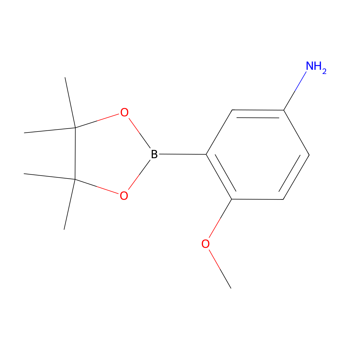 4-Methoxy-3-(tetramethyl-1,3,2-dioxaborolan-2-yl)aniline molecular structure, CAS 2088729-76-2