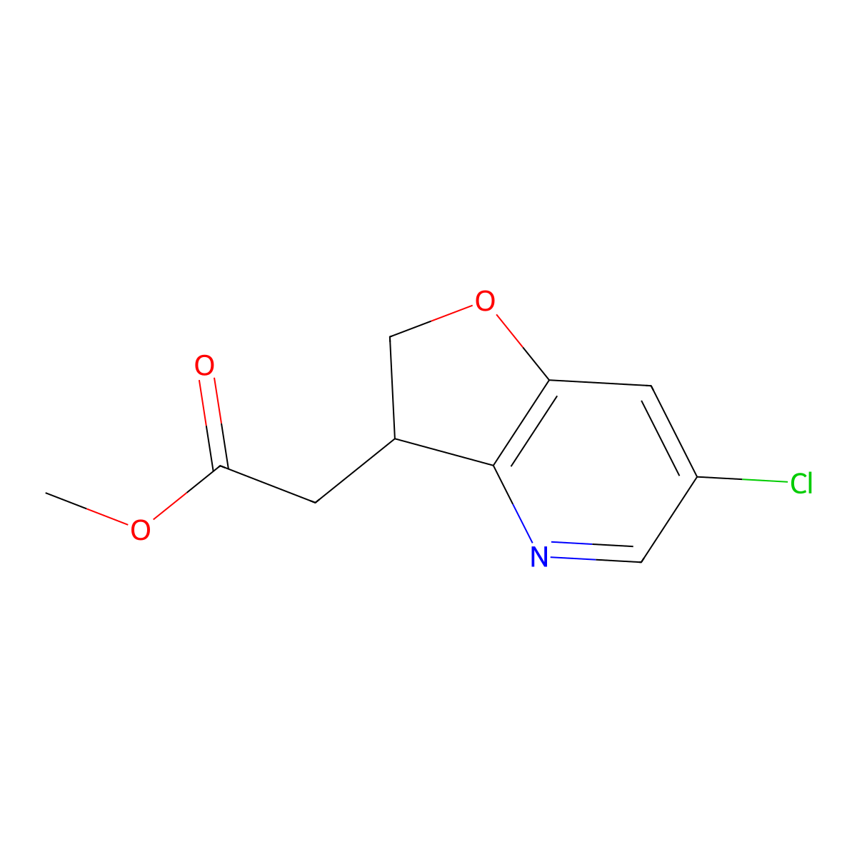 Methyl 2-(6-chloro-2,3-dihydrofuro[3,2-b]pyridin-3-yl)acetate molecular structure, CAS 2088742-48-5