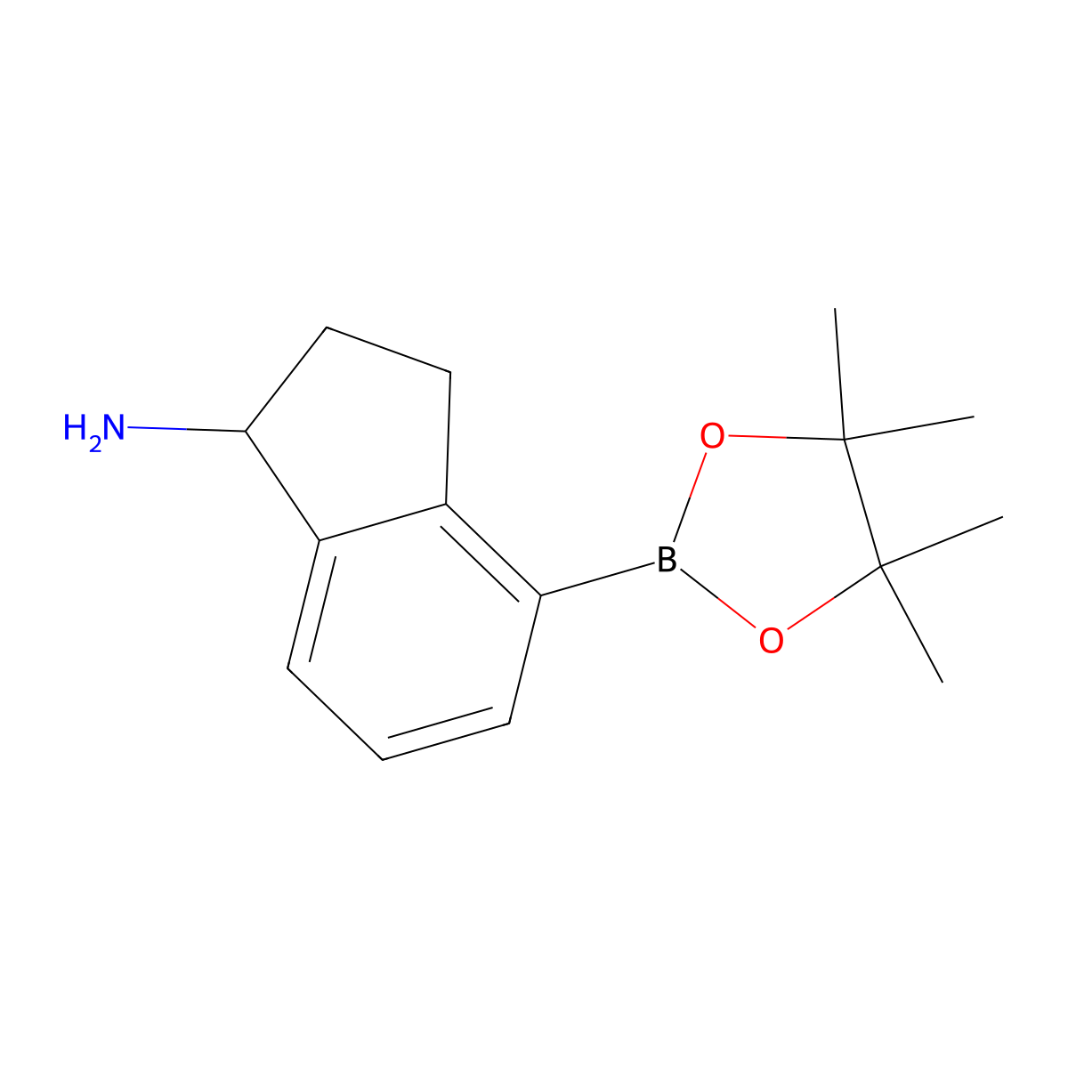 (1R)-4-(tetramethyl-1,3,2-dioxaborolan-2-yl)-2,3-dihydro-1H-inden-1-amine molecular structure, CAS 2088745-34-8