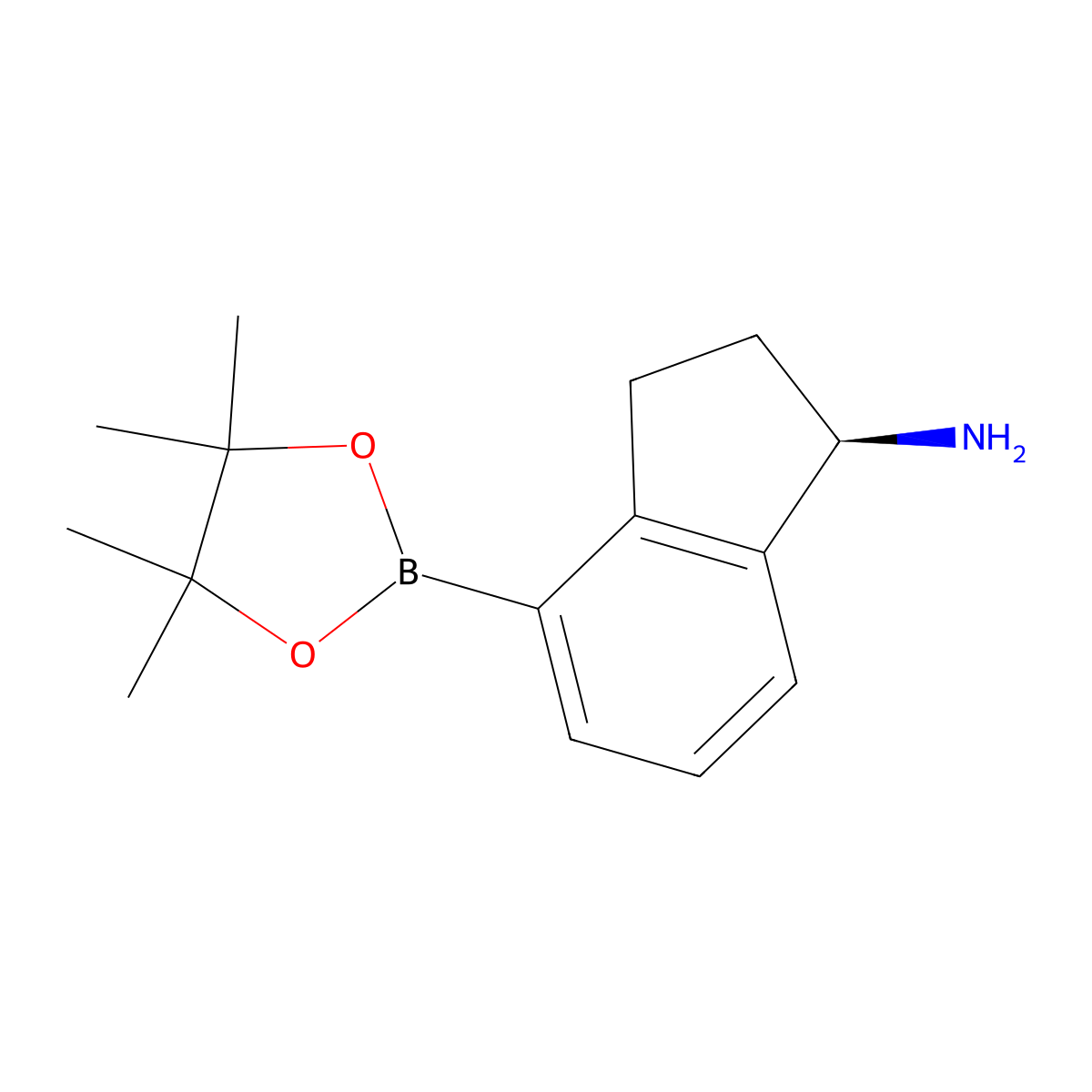 (1R)-4-(tetramethyl-1,3,2-dioxaborolan-2-yl)-2,3-dihydro-1H-inden-1-amine molecular structure, CAS 2088745-34-8