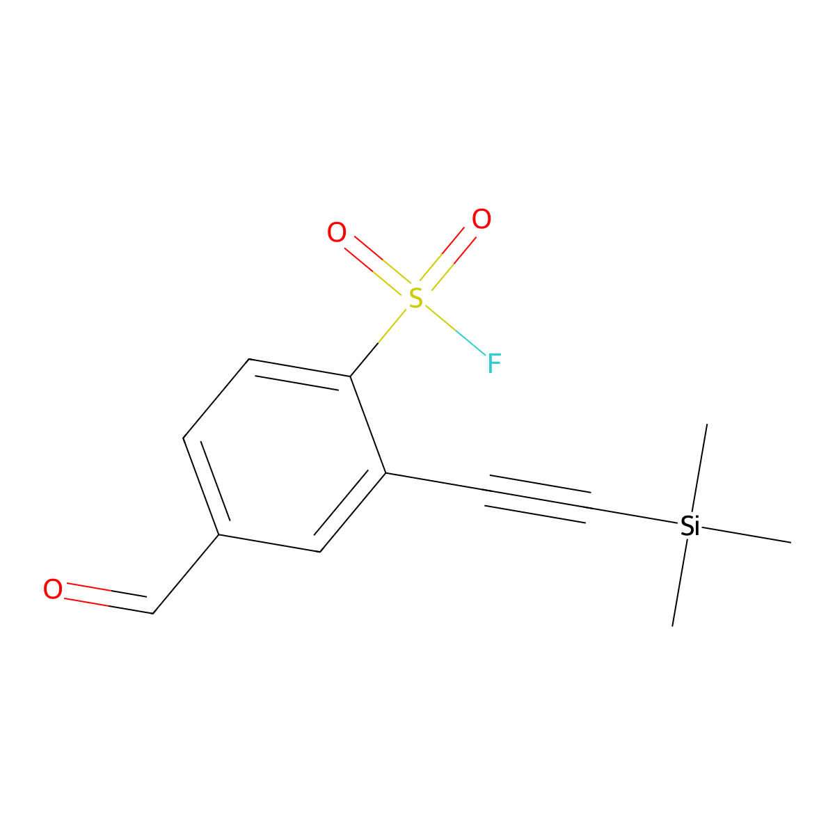 4-Formyl-2-((trimethylsilyl)ethynyl)benzenesulfonyl fluoride molecular structure, CAS 2088829-01-8