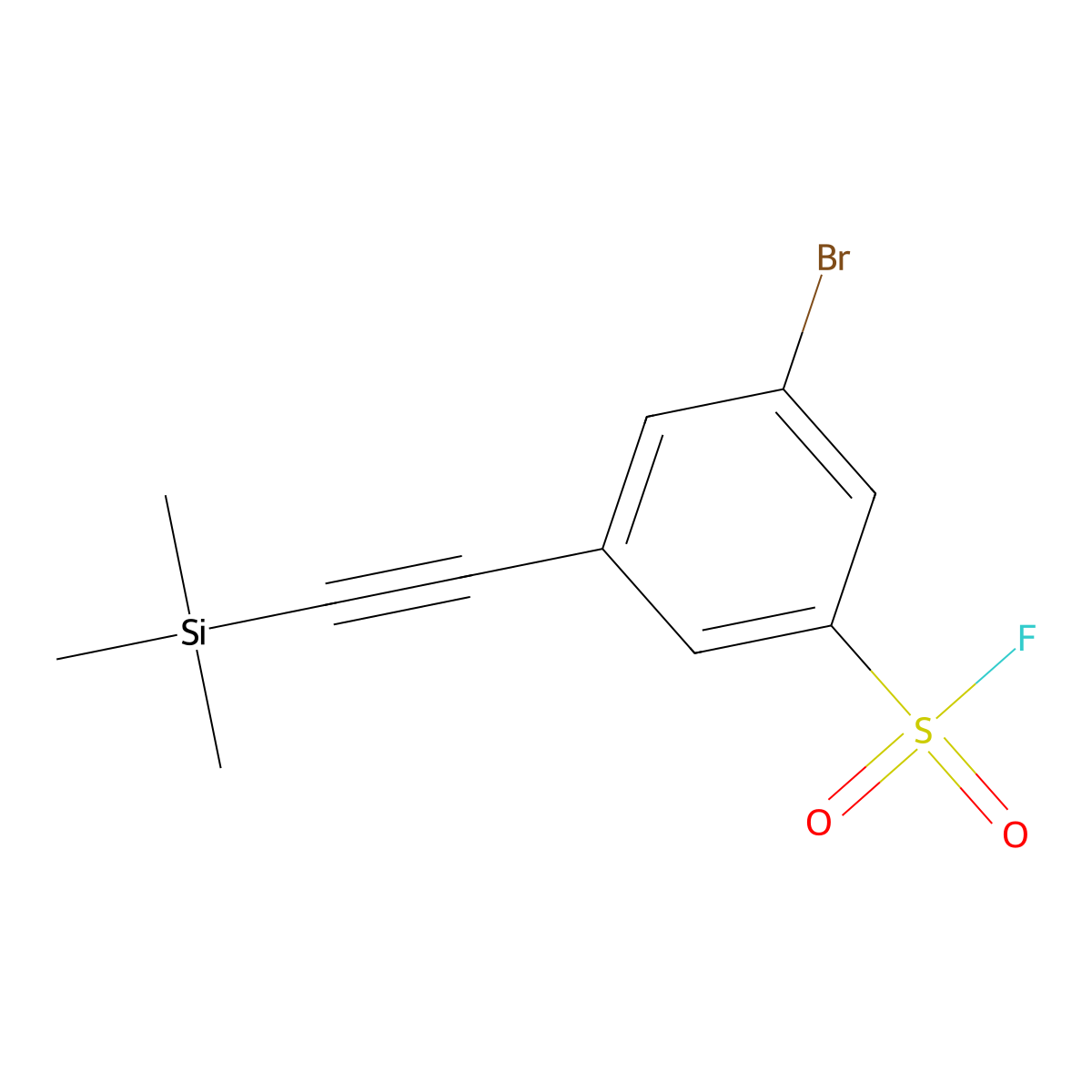 3-Bromo-5-((trimethylsilyl)ethynyl)benzenesulfonyl fluoride molecular structure, CAS 2088829-15-4