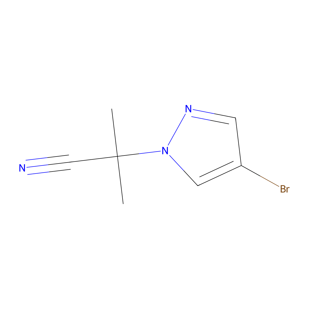 2-(4-bromo-1H-pyrazol-1-yl)-2-methylpropanenitrile molecular structure, CAS 2088840-42-8