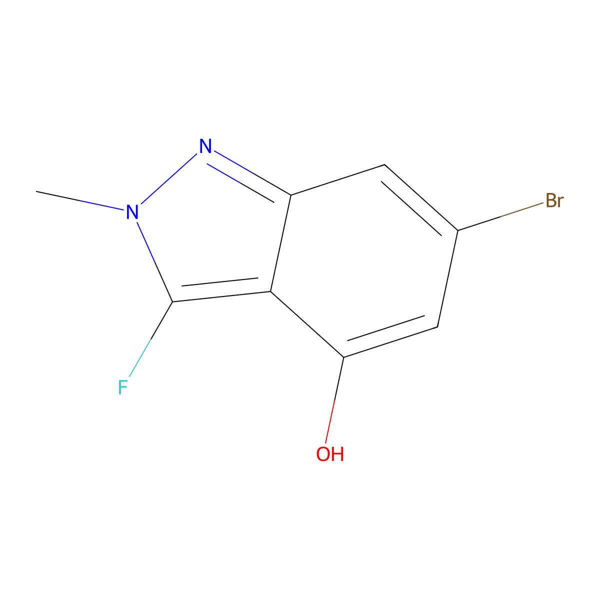6-bromo-3-fluoro-2-methyl-2H-indazol-4-ol molecular structure, CAS 2088840-50-8
