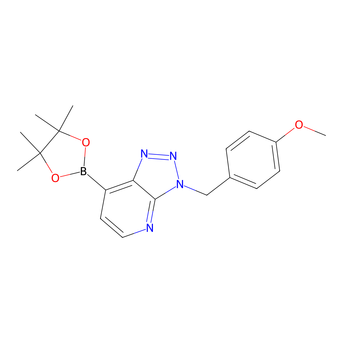 3-[(4-methoxyphenyl)methyl]-7-(tetramethyl-1,3,2-dioxaborolan-2-yl)-3H-[1,2,3]triazolo[4,5-b]pyridine molecular structure, CAS 2088850-52-4