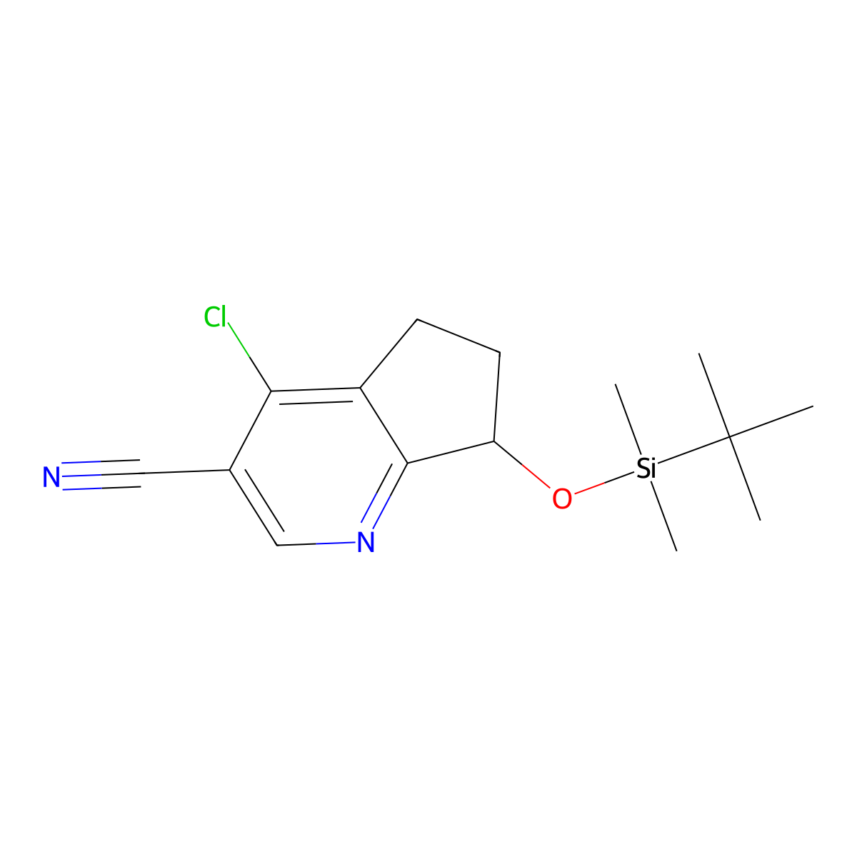 (7R)-7-[(Tert-butyldimethylsilyl)oxy]-4-chloro-5H,6H,7H-cyclopenta[B]pyridine-3-carbonitrile molecular structure, CAS 2088852-71-3