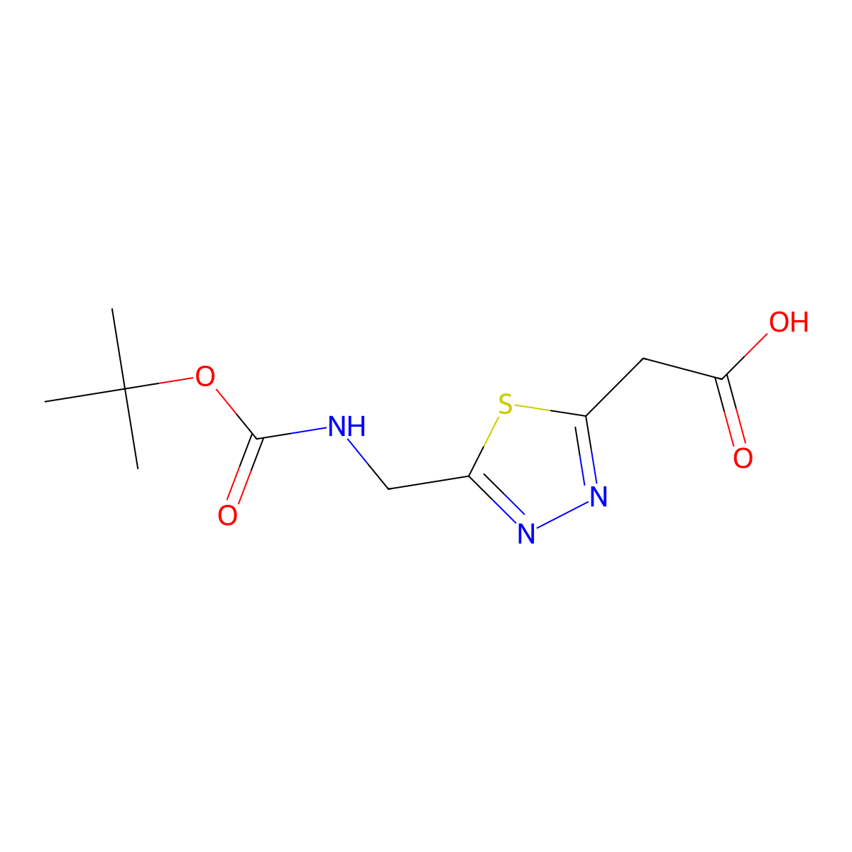 2-[5-({[(Tert-butoxy)carbonyl]amino}methyl)-1,3,4-thiadiazol-2-yl]acetic acid molecular structure, CAS 2088937-29-3
