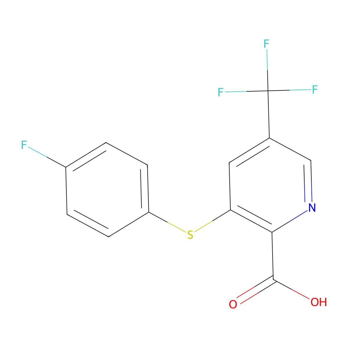 3-(4-Fluoro-phenylsulfanyl)-5-trifluoromethyl-pyridine-2-carboxylic acid molecular structure, CAS 2088941-80-2