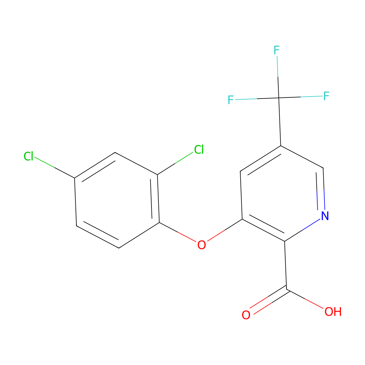 3-(2,4-Dichloro-phenoxy)-5-trifluoromethyl-pyridine-2-carboxylic acid molecular structure, CAS 2088941-87-9