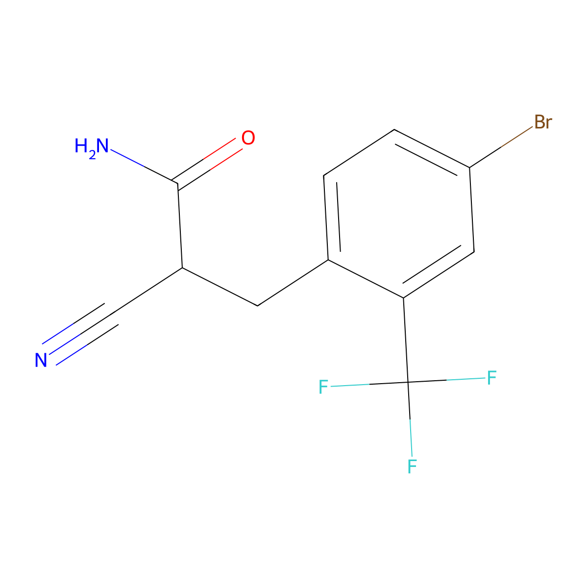 3-(4-Bromo-2-trifluoromethyl-phenyl)-2-cyano-propionamide molecular structure, CAS 2088942-21-4
