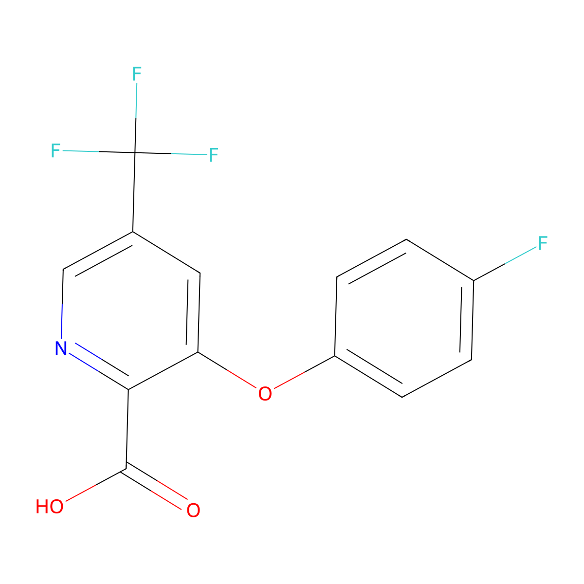 3-(4-Fluoro-phenoxy)-5-trifluoromethyl-pyridine-2-carboxylic acid molecular structure, CAS 2088942-22-5