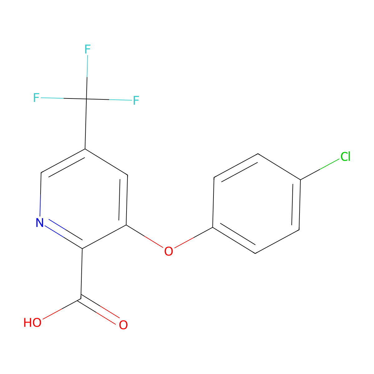 3-(4-Chloro-phenoxy)-5-trifluoromethyl-pyridine-2-carboxylic acid molecular structure, CAS 2088942-49-6