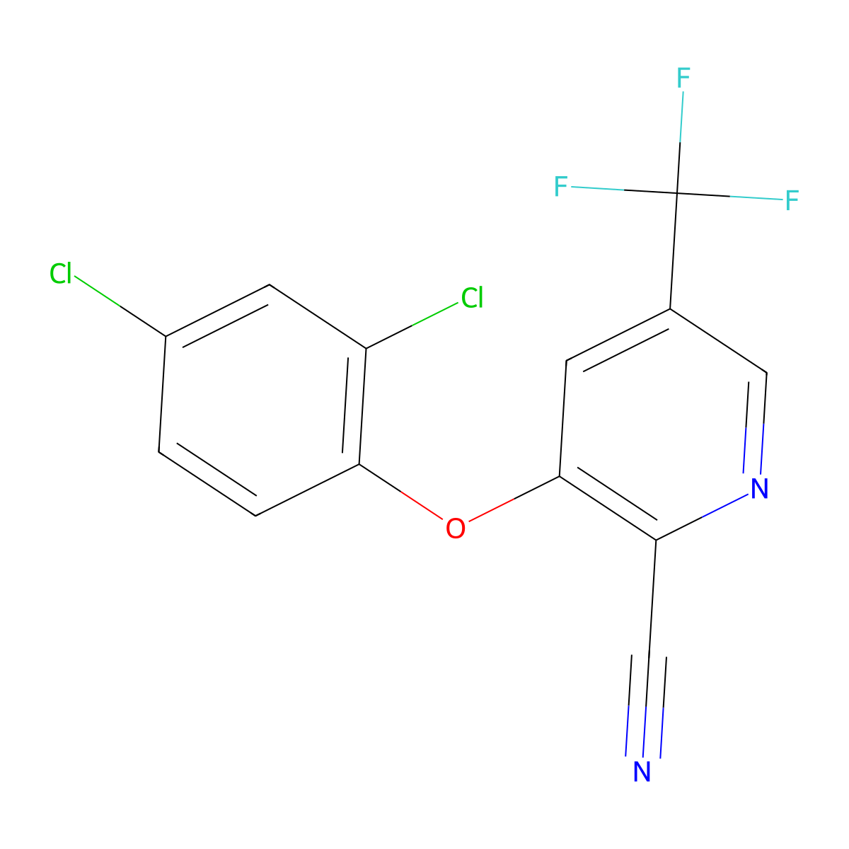 3-(2,4-Dichloro-phenoxy)-5-trifluoromethyl-pyridine-2-carbonitrile molecular structure, CAS 2088942-83-8