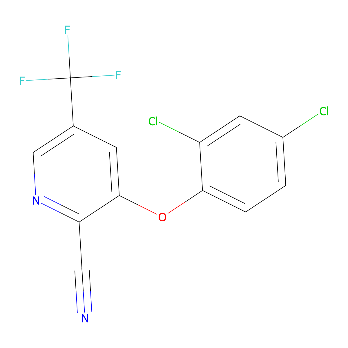 3-(2,4-Dichloro-phenoxy)-5-trifluoromethyl-pyridine-2-carbonitrile molecular structure, CAS 2088942-83-8