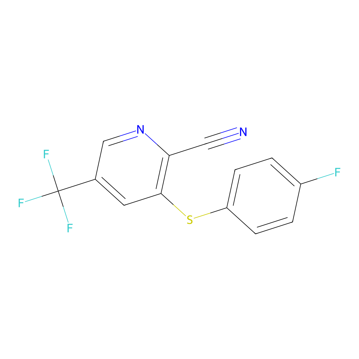 3-(4-Fluoro-phenylsulfanyl)-5-trifluoromethyl-pyridine-2-carbonitrile molecular structure, CAS 2088945-22-4