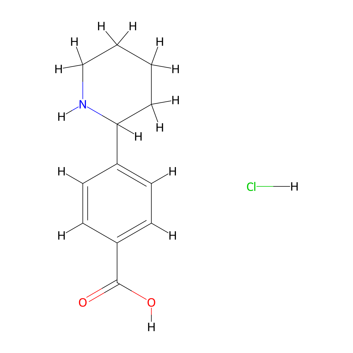 4-Piperidin-2-ylbenzoic acid hydrochloride molecular structure, CAS 2088945-63-3