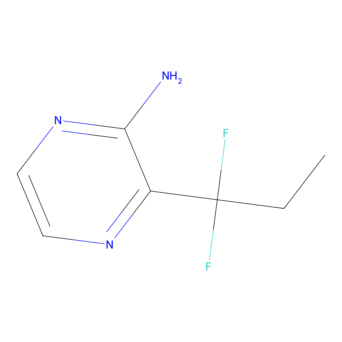 3-(1,1-Difluoropropyl)pyrazin-2-amine molecular structure, CAS 2088945-80-4