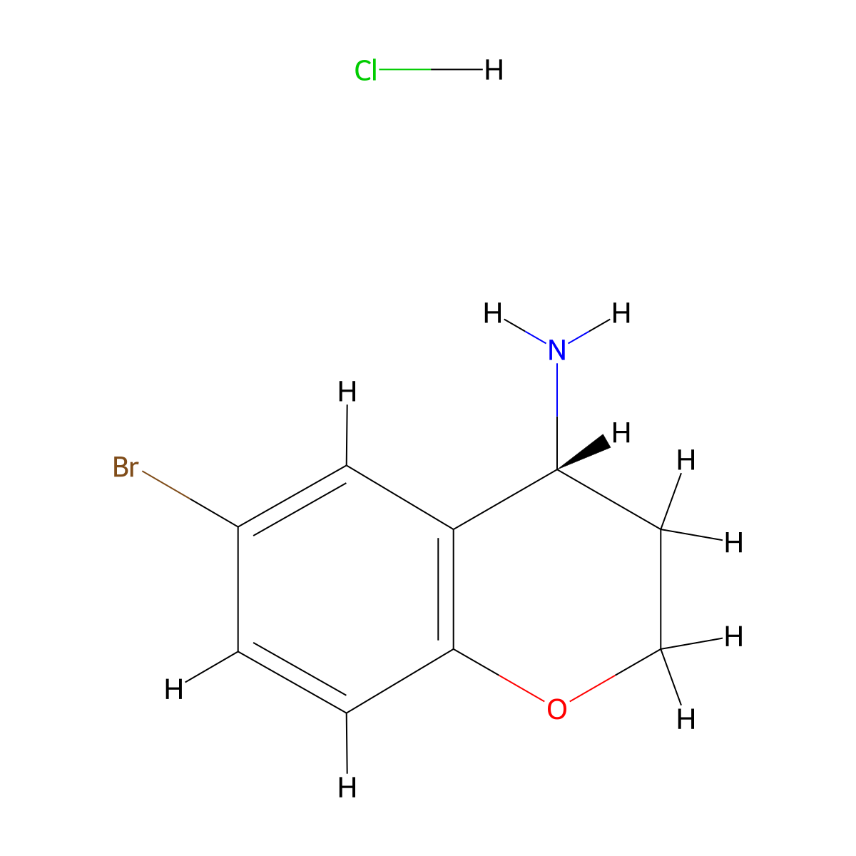 (4R)-6-bromo-3,4-dihydro-2H-1-benzopyran-4-amine hydrochloride molecular structure, CAS 2088960-09-0