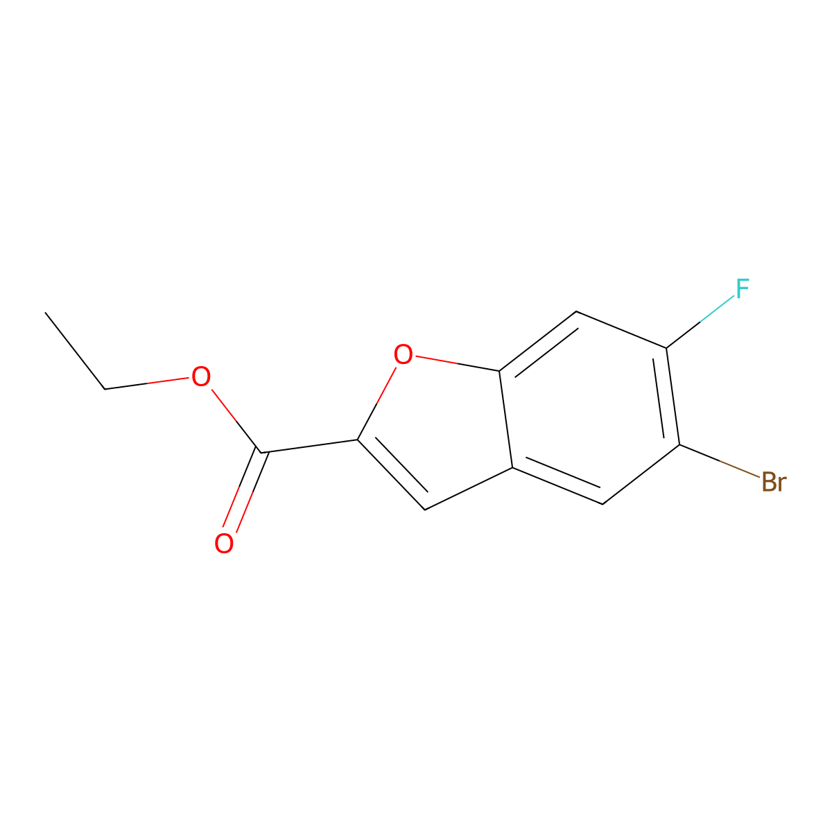 Ethyl 5-bromo-6-fluorobenzofuran-2-carboxylate molecular structure, CAS 2088971-76-8