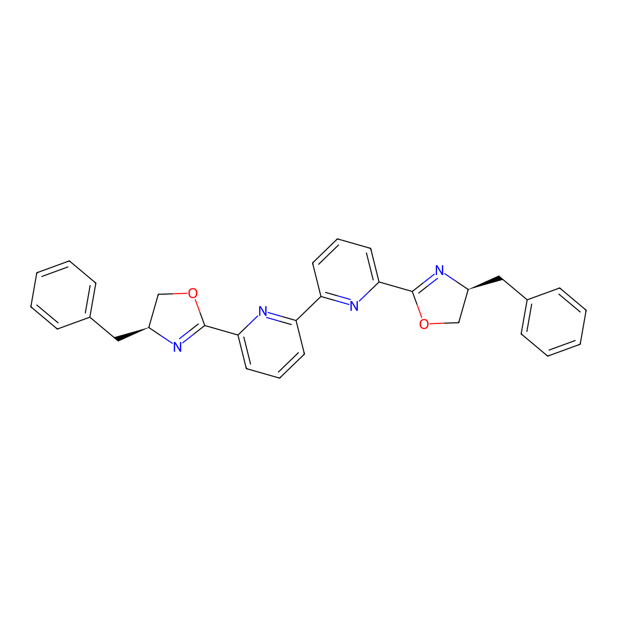 6,6'-Bis((S)-4-benzyl-4,5-dihydrooxazol-2-yl)-2,2'-bipyridine molecular structure, CAS 2088982-18-5