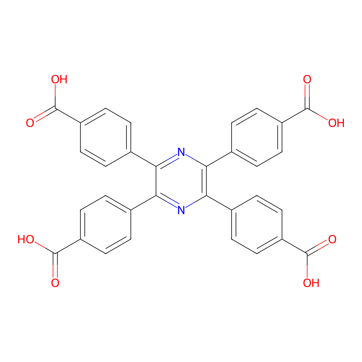 4,4',4'',4'''-(Pyrazine-2,3,5,6-tetrayl)tetrabenzoic acid molecular structure, CAS 2089016-10-2