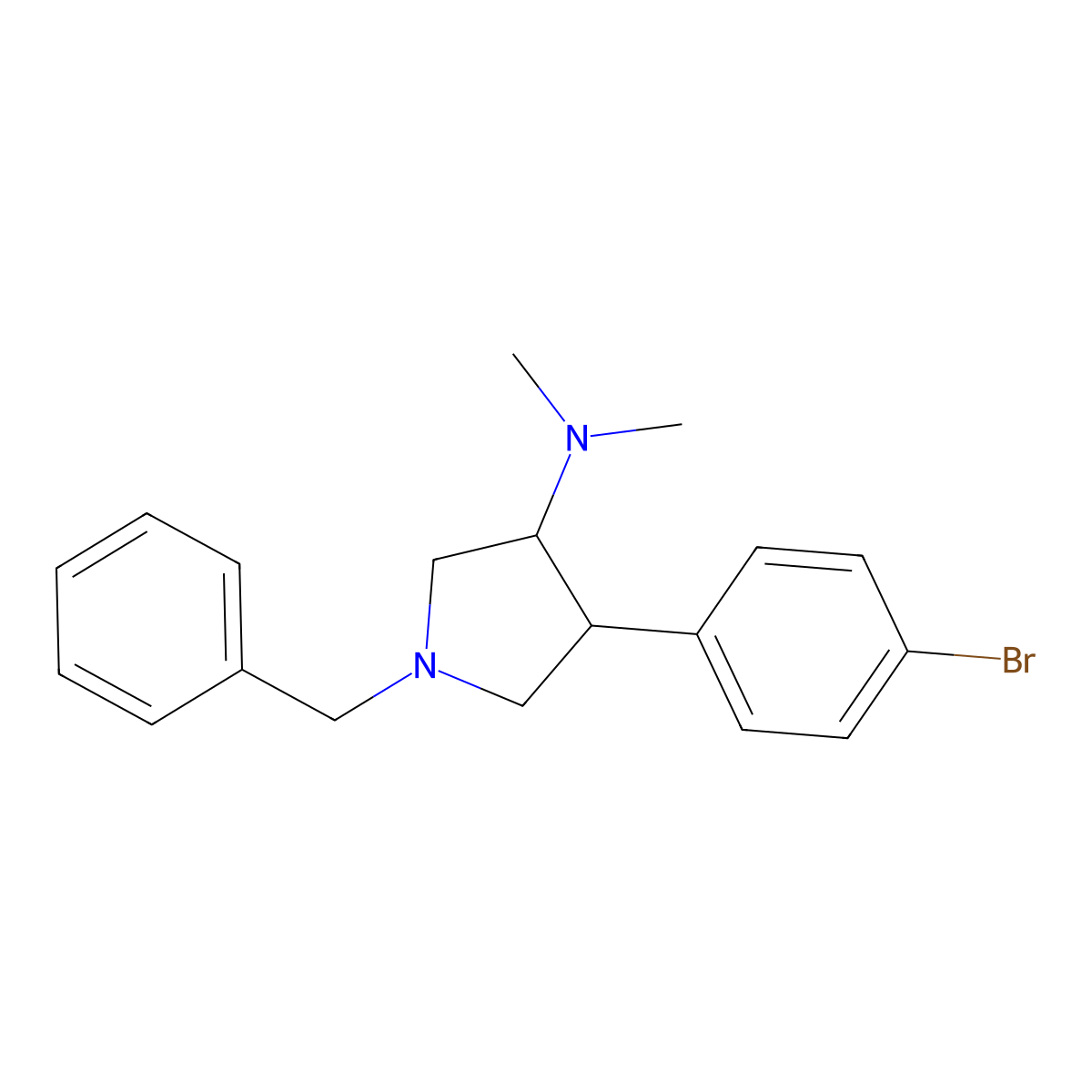 (3R,4S)-1-benzyl-4-(4-bromophenyl)-N,N-dimethylpyrrolidin-3-amine molecular structure, CAS 2089047-10-7