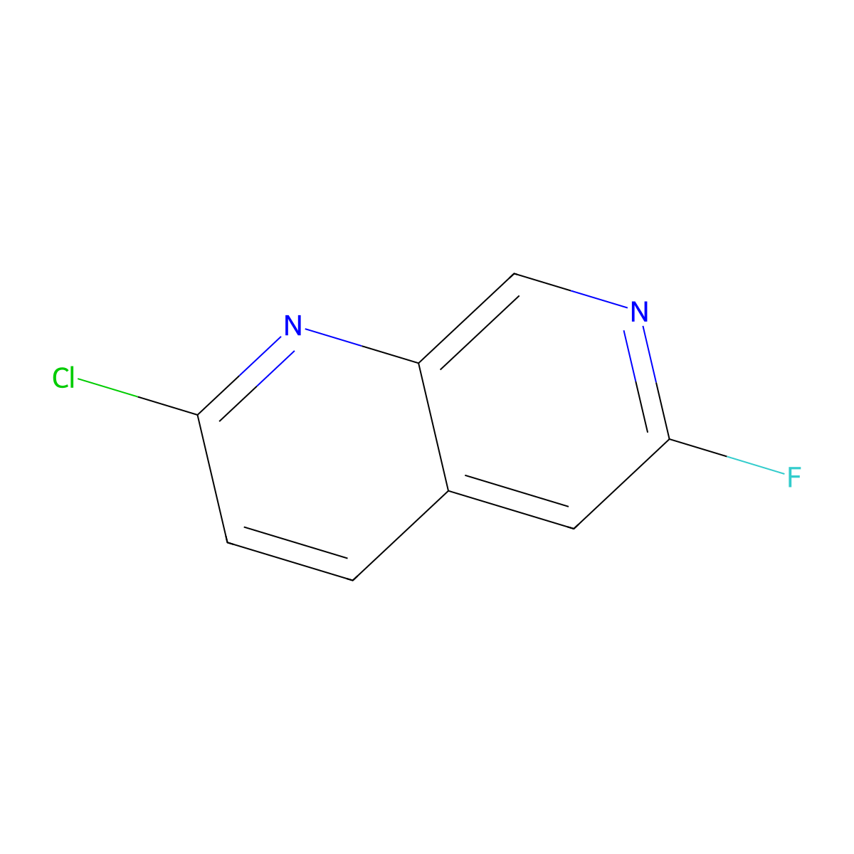 2-Chloro-6-fluoro-1,7-naphthyridine molecular structure, CAS 2089054-23-7