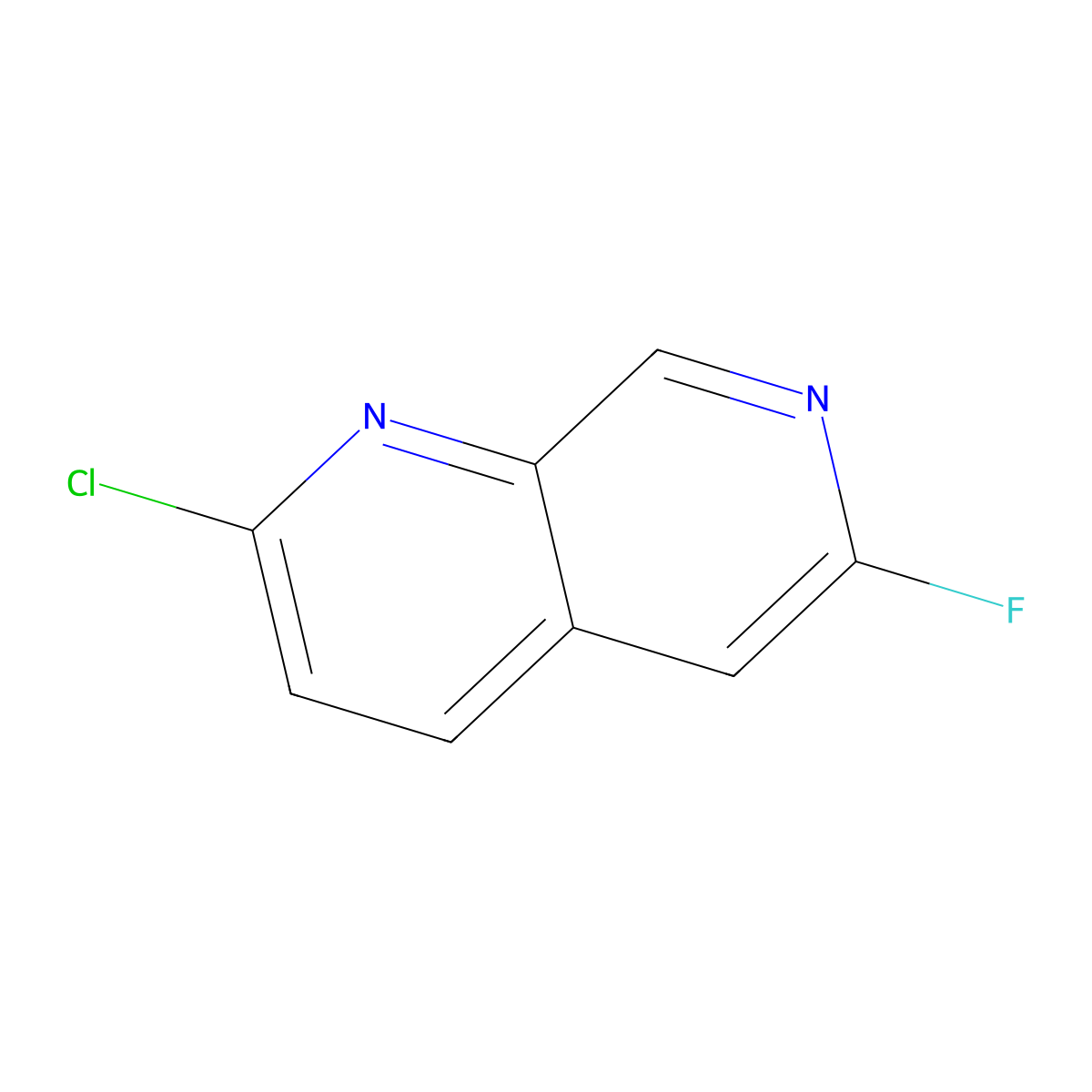 2-Chloro-6-fluoro-1,7-naphthyridine molecular structure, CAS 2089054-23-7