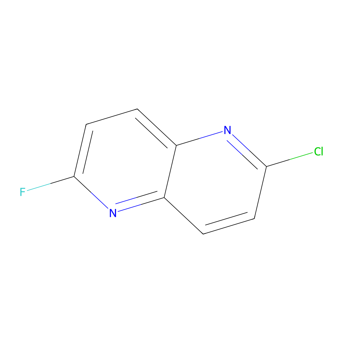 2-Chloro-6-fluoro-1,5-naphthyridine molecular structure, CAS 2089060-71-7