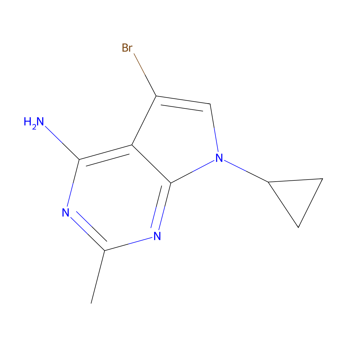 5-Bromo-7-cyclopropyl-2-methyl-7H-pyrrolo[2,3-D]pyrimidin-4-amine molecular structure, CAS 2089098-54-2